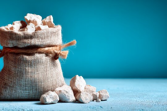 Burlap sack of white perlite for soil aeration