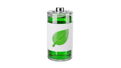 Green Energy Battery with Leaf Symbol