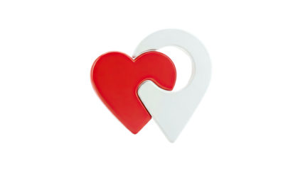 Interlocking Red Heart and White Map Pin
