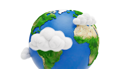 Earth with clouds covering continents