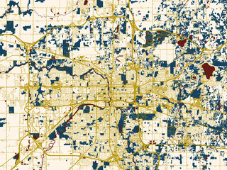 Fototapeta premium Modern flat map of Lansing, Michigan