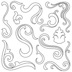 Fototapeta premium Vintage abstract scroll lines, decorative lines.