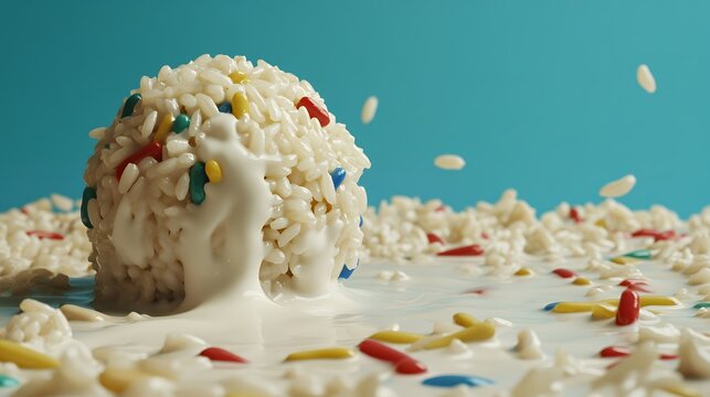 Colorful Filipino Ginataan Bilo Bilo dessert with creamy sauce