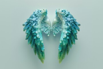 Naklejka premium Elegant blue-green angel wings