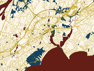 Modern flat map of Midford, Connecticut