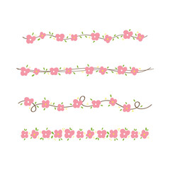 Hand Drawn Flower Divider Line Decoration for Wedding Card and Banner