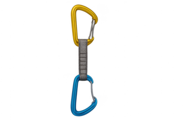 Climbing quickdraw with two carabiners on transparent background