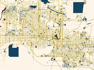 Fototapeta premium Abstract city map of Phoenix, Arizona