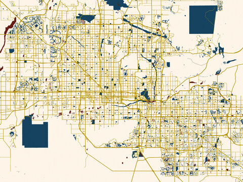 Abstract city map of Phoenix, Arizona