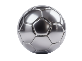 Silver Soccer Ball Metallic Texture isolated on Transparent background