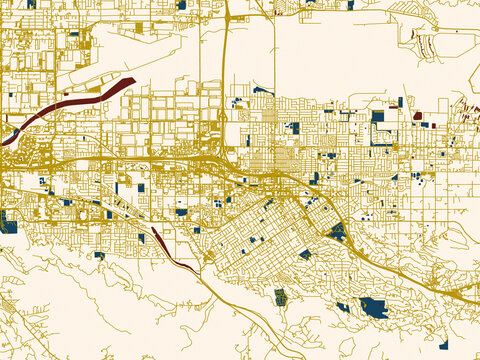 Abstract city map of Redlands, California