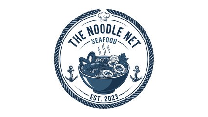 The Noodle Net Seafood Logo Illustration.