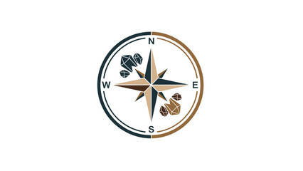 Vintage Compass with Golden Directional Needle.