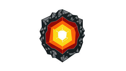 Vibrant Hexagonal Icon with Yellow Center.