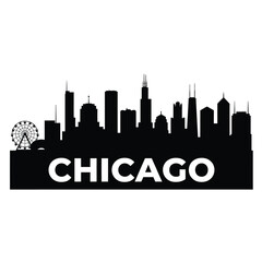 Fototapeta premium chicago city skyline with ferris wheel high quality