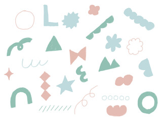 手描きあしらいセット　幾何学模様　色鉛筆　かわいい