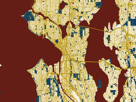 Decorative city map poster of Seattle, Washington