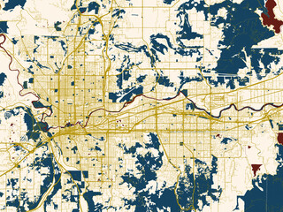 Fototapeta premium City street layout map of Spokane Metro, Washington