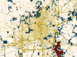 Clean urban street map of Springfield, Illinois