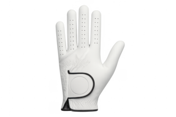 White golf glove providing comfortable grip for playing sports