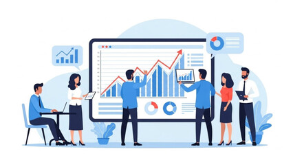 Financial Analysis and Company Growth Concept Vector Illustration