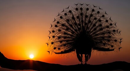 Indian peafowl displaying its magnificent iridescent tail feathers with eye patterns. A colorful and iconic bird native to the Indian subcontinent, symbolizing beauty and elegance.