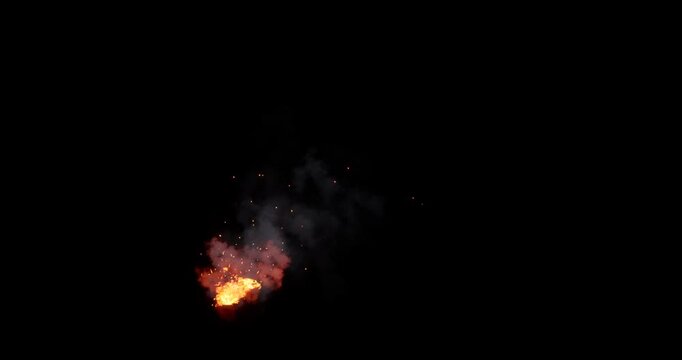 fire and smoke simulation on black background