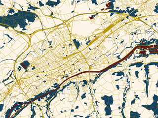 Abstract City Map Wels Austria