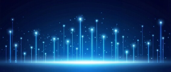 Blue light beams and particles background