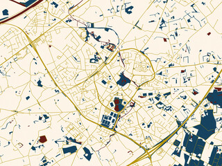 Graphic city map artwork of Waregem, Belgium