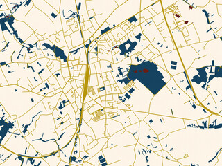 City map of Zottegem, Belgium &ndash; minimal cream and gold map