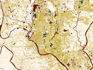 Fototapeta premium Dhaka, Bangladesh – minimalist flat city map