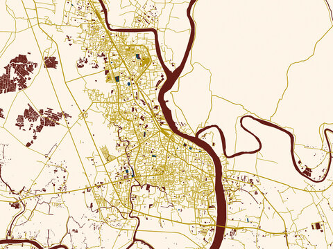 Abstract city map of Khulna, Bangladesh