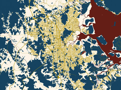 Graphic city map artwork of Joinville, Brazil