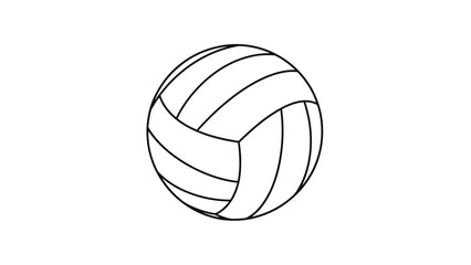 A minimalist black and white line drawing of a volleyball with a ring orbiting it.
