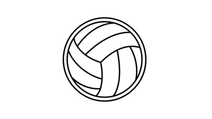 A minimalist black and white line drawing of a volleyball with a ring orbiting it.