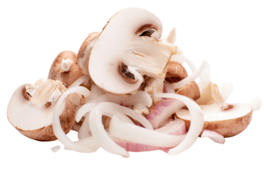 Chopped mushrooms and onions create fresh and flavorful mix, perfect for enhancing various dishes. This vibrant combination adds depth and aroma to meals
