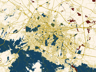 Naklejka premium Clean urban street map of BUL, Sofia