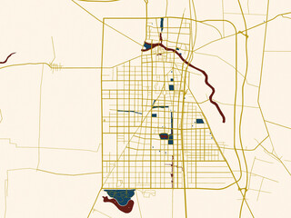 Clean urban street map of Bozhou, China
