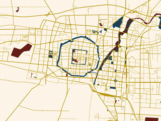 Clean urban street map of Heze, China