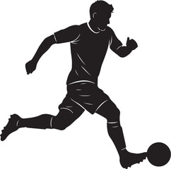 Naklejka premium Silhouette of a soccer player kicking a ball dynamically