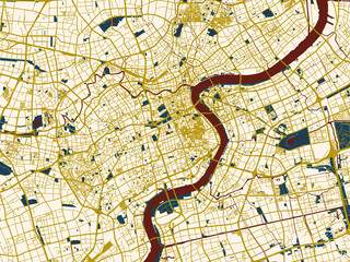 Modern flat map of Shanghai city center, China