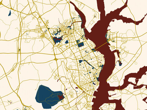 Decorative city map poster of Zhanjiang, China