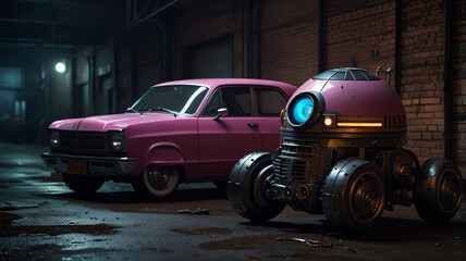 old car in the night