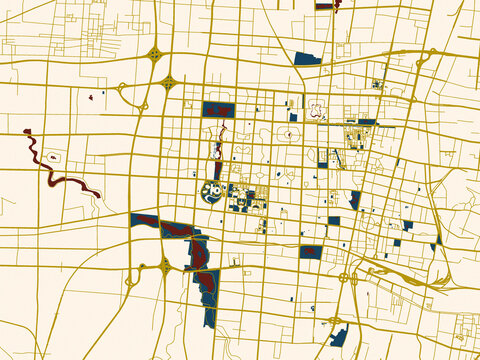 Urban map background of Zibo, China