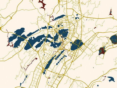 Modern flat map of Zunyi, China