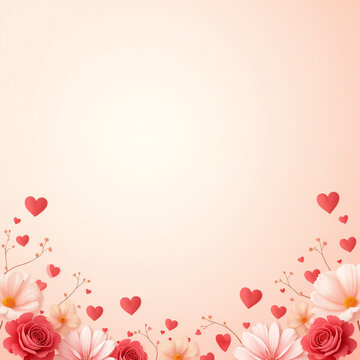 Soft floral border with scattered hearts, perfect for romance, celebration, or Valentine's Day designs.