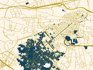 Fototapeta premium City map of Torrent, Spain – gold street network with deep red water