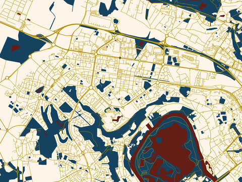 Abstract city map of Cergy, France
