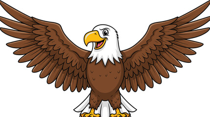 Naklejka premium Cartoon Bald Eagle Vector with Spread Wings, White Head, Yellow Beak and Talons, Symbol of Freedom and Patriotism